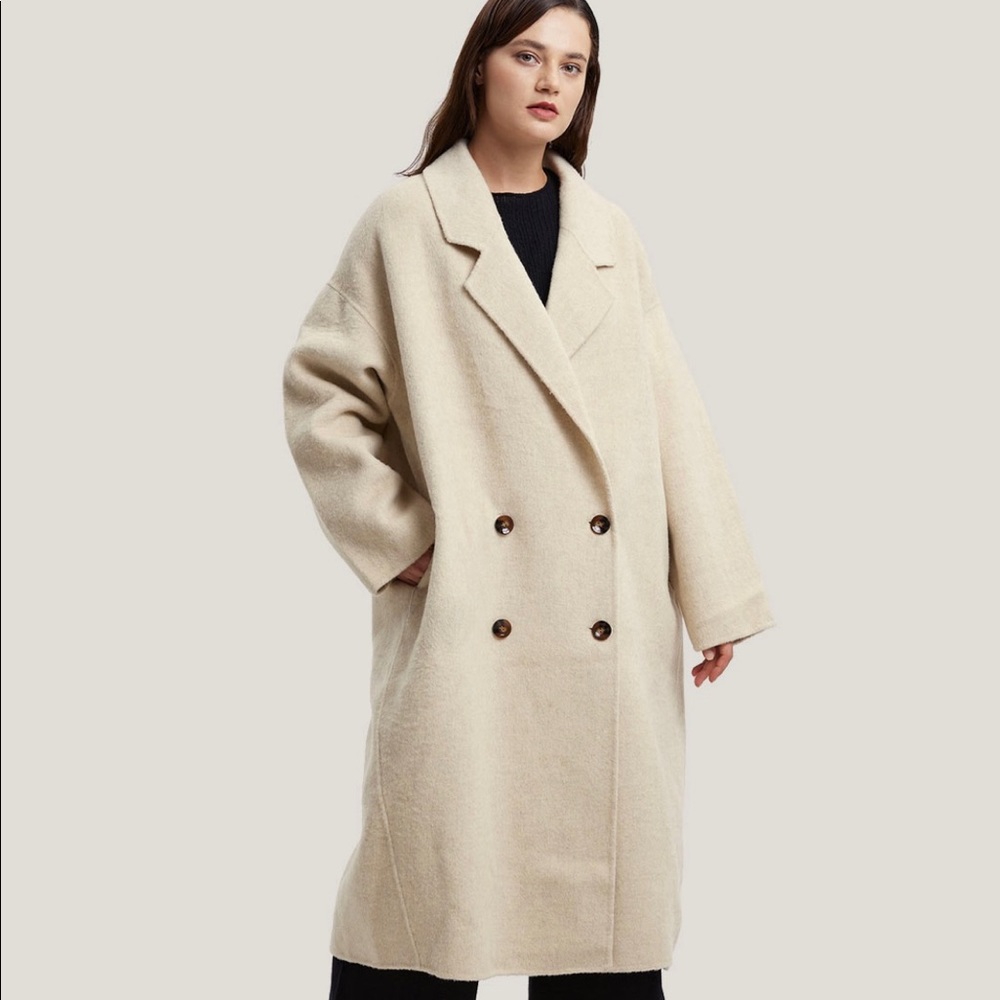 Gentle Herd, One Size, Tan, Wool And Alpaca-Blend Tailored Coat